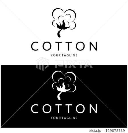 Soft natural organic cotton flower plant logo for cotton plantations, industries,business,textile,clothing and beauty,vector Soft natural organic cotton flower plant logo for cotton plantations, industries,business,textile,clothing and beauty,vector 129878389