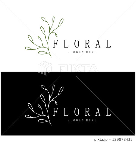 Elegant floral and leaf frame. Delicate botanical vector illustration for labels, spas, corporate identity, and wedding invitations 129878433