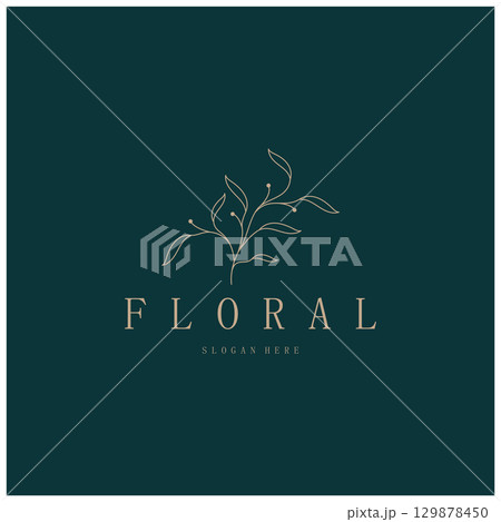 Elegant floral and leaf frame. Delicate botanical vector illustration for labels, spas, corporate identity, and wedding invitations 129878450