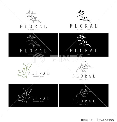 Elegant floral and leaf frame. Delicate botanical vector illustration for labels, spas, corporate identity, and wedding invitations Elegant floral and leaf frame. Delicate botanical vector illustration for labels, spas, corporate identity, and wedding invitations 129878459