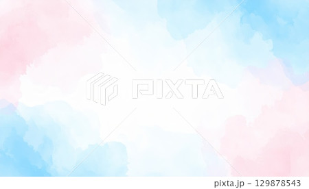 《AI画像》ピンク色と青色の水彩背景 129878543
