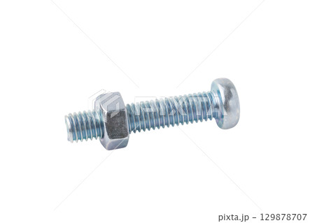 透明背景(png)にナベねじ(十字穴)とナット 透明背景(png)にナベねじ(十字穴)とナット 129878707