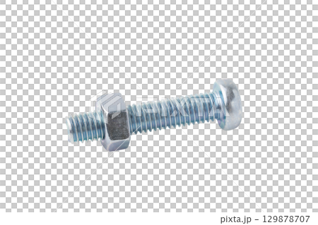 透明背景(png)にナベねじ(十字穴)とナット 透明背景(png)にナベねじ(十字穴)とナット 129878707