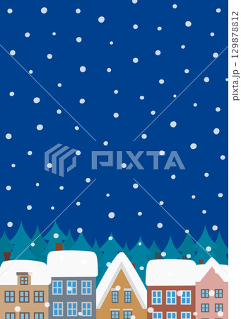 クリスマス素材　北欧　雪降る街　 129878812