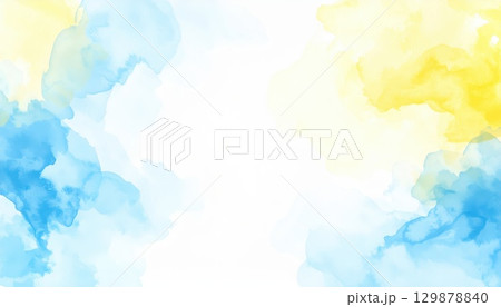 《AI画像》黄色と青色の水彩背景 《AI画像》黄色と青色の水彩背景 129878840