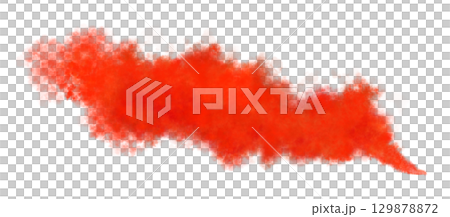 Red smoke cloud isolated on transparent background for use in design, digital art, advertising, or abstract visual effects Red smoke cloud isolated on transparent background for use in design, digital art, advertising, or abstract visual effects 129878872