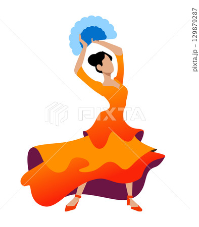 Flamenco dancer - colorful flat design style illustration 129879287