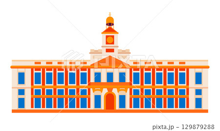 Puerta del Sol in Spain - colorful flat design style object 129879288