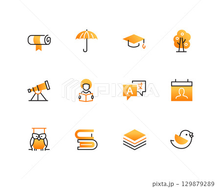 Education and learning- set of line design style icons Education and learning- set of line design style icons 129879289