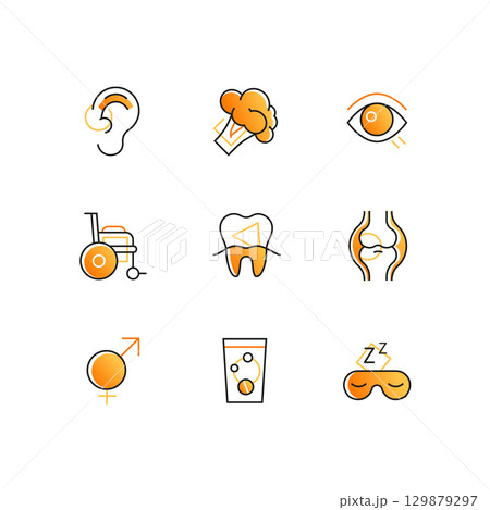 Healthcare and medicine - line design style icons set 129879297