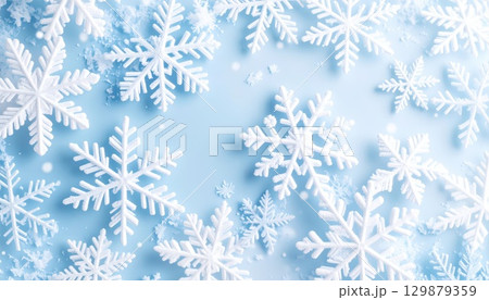 《AI画像》青い雪の結晶の背景 129879359
