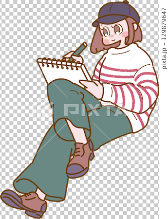 一位女士素描的插圖 一位女士素描的插圖 129879647