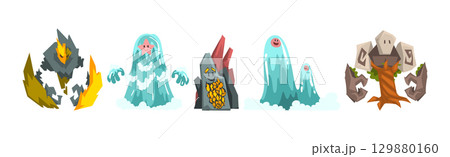 Funny Fearsome Monster and Mythical Creature Vector Set Funny Fearsome Monster and Mythical Creature Vector Set 129880160