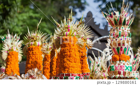 Traditional Balinese ceremonial offering 129880161