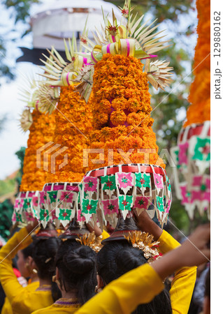 Traditional Balinese ceremonial offering Traditional Balinese ceremonial offering 129880162