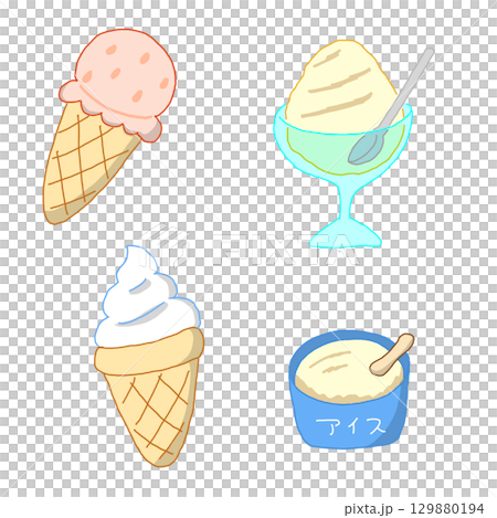 各種冰淇淋的插圖 129880194
