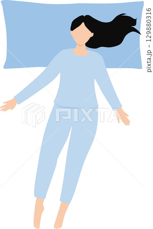 昼寝をする女性のイラスト	 129880316
