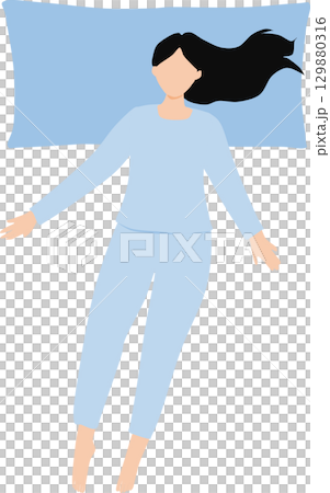 昼寝をする女性のイラスト	 129880316
