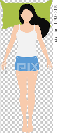 昼寝をする女性のイラスト 昼寝をする女性のイラスト 129880319