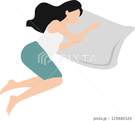 昼寝をする女性のイラスト	 129880320
