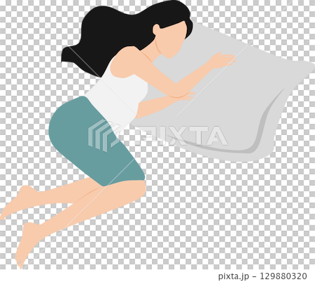 昼寝をする女性のイラスト	 129880320