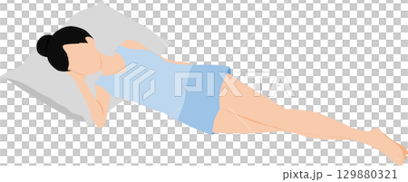 昼寝をする女性のイラスト	 129880321