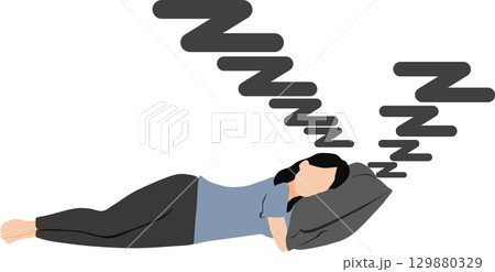 昼寝をする女性のイラスト 昼寝をする女性のイラスト 129880329