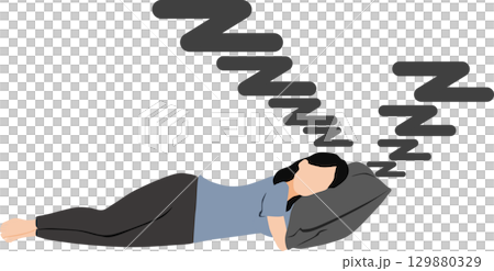 昼寝をする女性のイラスト 昼寝をする女性のイラスト 129880329