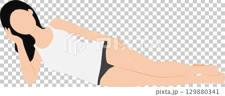 昼寝をする女性のイラスト	 129880341