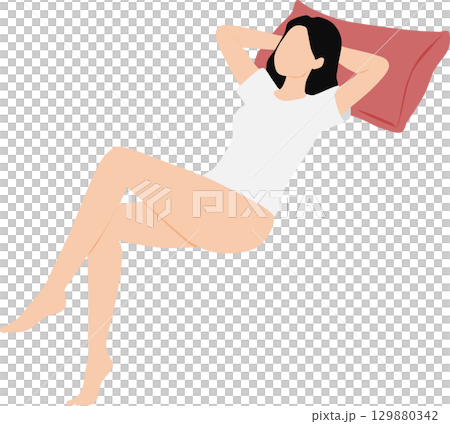 昼寝をする女性のイラスト	 129880342