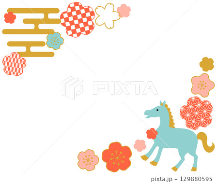 2026年 午年  和柄フレーム  背景 129880595