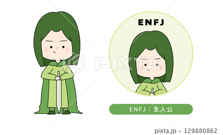 MBTI性格タイプのイラスト ENFJ(主人公)キャラクター 129880862