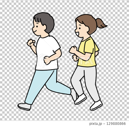 ランニングをする男女 129880866