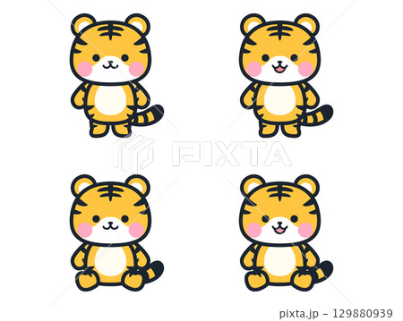 かわいいミニタイガーのイラストセット 129880939