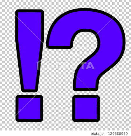 A combination of a navy blue exclamation mark and a question mark. A combination of a navy blue exclamation mark and a question mark. 129880950