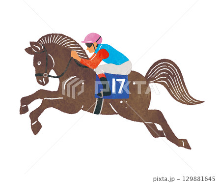 競争馬と騎手　馬とジョッキー　競馬のイラスト 129881645
