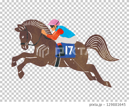競争馬と騎手　馬とジョッキー　競馬のイラスト 129881645