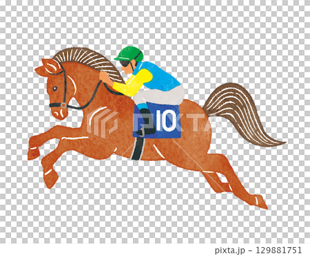 競争馬と騎手　馬とジョッキー　競馬のイラスト 129881751