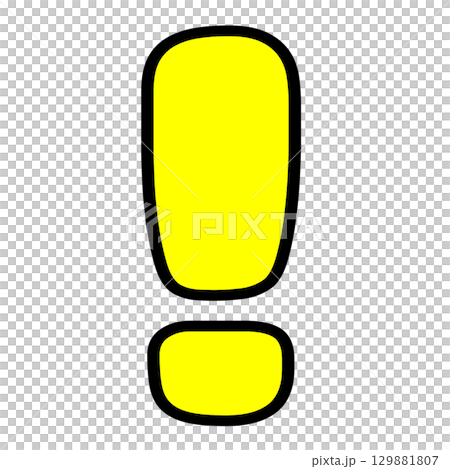 黄色のびっくりマーク記号の視認性が高いポップな透過イラスト 黄色のびっくりマーク記号の視認性が高いポップな透過イラスト 129881807