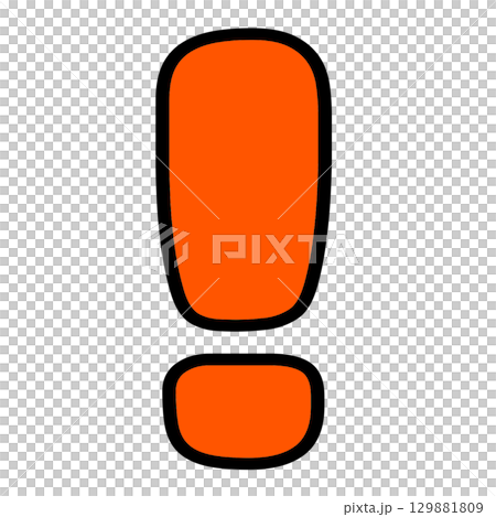 橙色感嘆號符號的透明插圖,給人以歡快明亮的印象 橙色感嘆號符號的透明插圖,給人以歡快明亮的印象 129881809