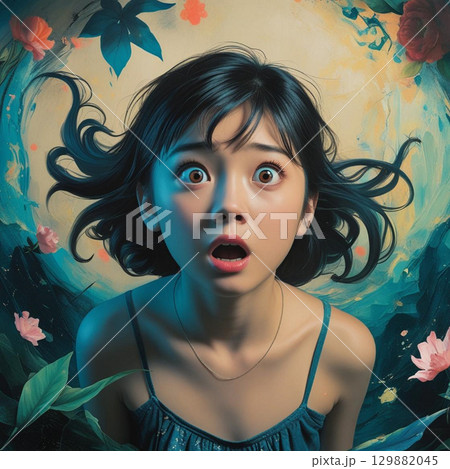 突然の不安に驚く少女 129882045