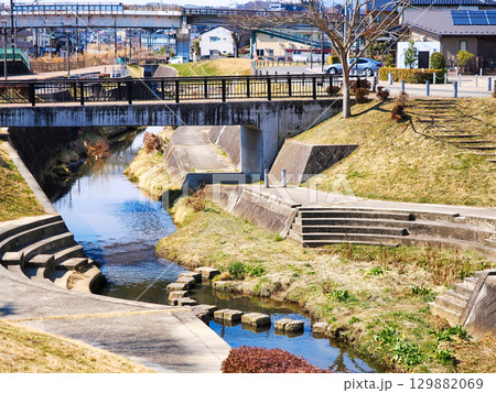 二本松駅前の六角川の風景・福島県二本松市 二本松駅前の六角川の風景・福島県二本松市 129882069