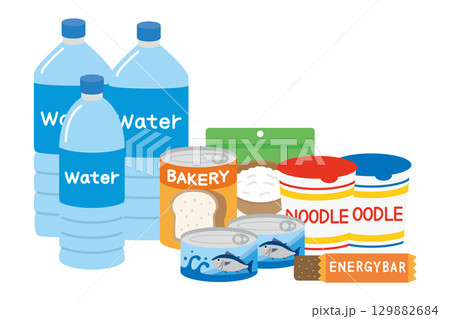 非常食 保存食 ローリングストック イラスト 非常食 保存食 ローリングストック イラスト 129882684