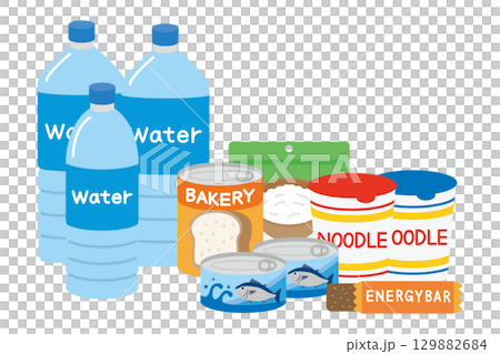非常食 保存食 ローリングストック イラスト 非常食 保存食 ローリングストック イラスト 129882684