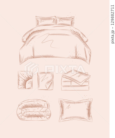 Bedding elements set beige 129882711