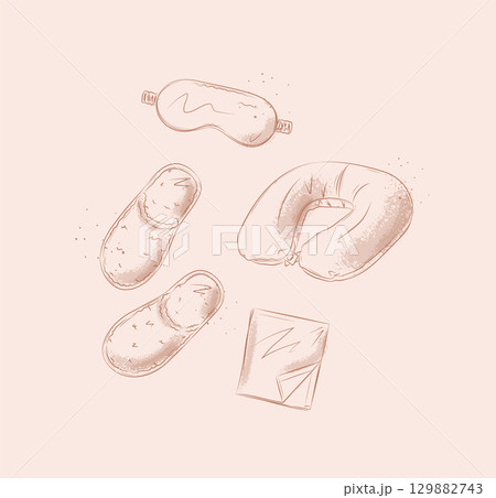 Travel sleeping accessories set beige 129882743