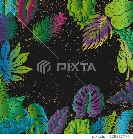 seamless pattern with tropical plants and leaves 129882770
