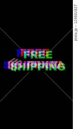 Glitch Text 'Free Shipping' in RGB Colors on Black Background 129882827