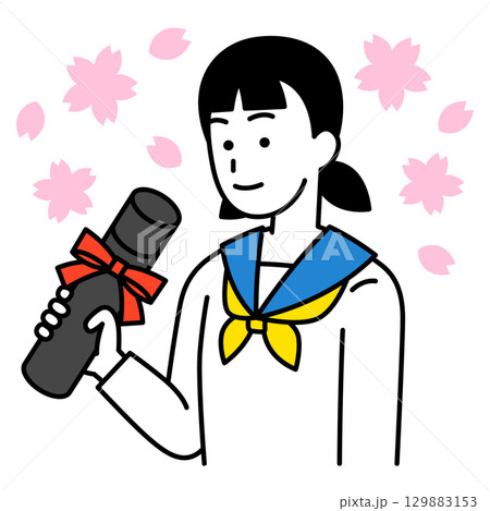 卒業証書を持つ女子学生 卒業証書を持つ女子学生 129883153