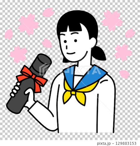 卒業証書を持つ女子学生 卒業証書を持つ女子学生 129883153